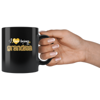 I Love Being Grandma Leopard Glitter Black Coffee Mug