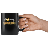 I Love Being Grandma Leopard Glitter Black Coffee Mug