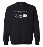 Nurse I am a simple woman like coffee and play card - Gildan Crewneck Sweatshirt
