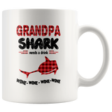 Grandpa shark needs a drink wine father's day gift white coffee mug
