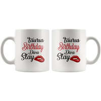 Taurus Birthday Diva Slay Lip White coffee mug