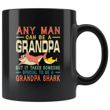 Someone special man to be a grandpa shark vintage, gift for grandpa black coffee mug