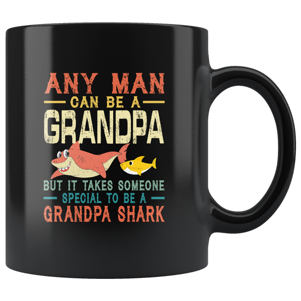 Someone special man to be a grandpa shark vintage, gift for grandpa black coffee mug
