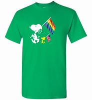 Snoopy LGBT america flag rainbow gay pride - Gildan Short Sleeve T-Shirt