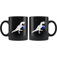 Autism Awareness Dino T Rex Dinosaur Black Coffee Mug