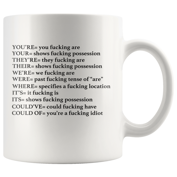 You're You Fucking Are Your Shows Fucking Possession They're They Fucking Are Their Show Fucking Possession We're We Fucking Are Were Past Fucking Tense Of Are White Coffee Mugs