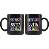 Straight outta 2nd grade back to school black coffee mug