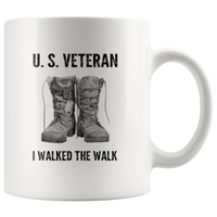 U.S. Veteran I Walked The Walk Combat Boots White Coffee Mug