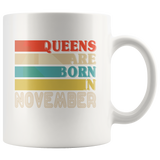 Queens are born in November vintage, birthday black gift coffee mug
