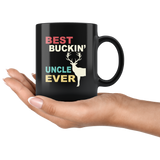 Vintage best buckin' dad ever deer, gift for uncle black coffee mug