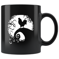 Chicken Full Moon Halloween Gift Black Coffee Mug