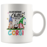 Quarantinin And Chillin With My Corgi Quarantine Gnome Shortage Toilet Paper Funny Gift For Dog Lover Women White Coffee Mug