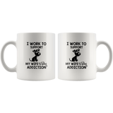 I Work To Support My Wife’s Dog Addiction Cartoon Dog White Coffee Mug
