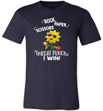 Rock Scissors Paper Throat Punch I Win, Sunflower Funny - Canvas Unisex USA Shirt