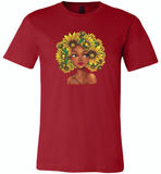 Black girl has natural sunflower hair, sunflower lover - Canvas Unisex USA Shirt