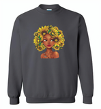 Black girl has natural sunflower hair, sunflower lover - Gildan Crewneck Sweatshirt