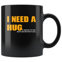 I need a huge amount of beer and motorcycles black gift coffee mug