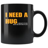 I need a huge amount of beer and motorcycles black gift coffee mug