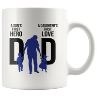 Dad a son's first hero daughter's first love father's day gift white coffee mug