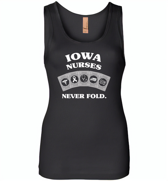 Iowa Nurses Never Fold Play Cards - Womens Jersey Tank