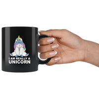 I am really a unicorn black coffee mug