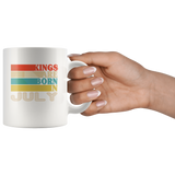 Kings are born in July vintage, birthday white gift coffee mug