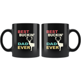 Vintage best buckin' dad ever deer mug, gift for father's day, papa, daddy black coffee mug