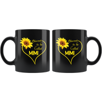 Blessed To Be Called Mimi, Sunflower Love Heart Black Coffee Mug
