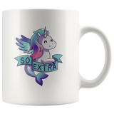 Unicorn so extra white coffee mug
