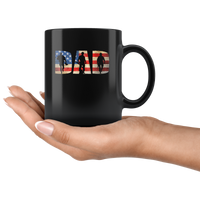 Veteran dad america flag father's gift black coffee mug