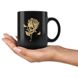 Ew people skull rose flower black coffee mug