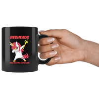 Redheads You Gotta Love'em Unicorn Dabbing Trident Black coffee mug