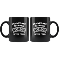 Tennessee Nurses Never Fold Play Cards Black Coffee Mug