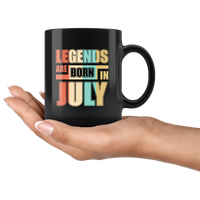 Legends are born in july vintage birthday gift black coffee mug