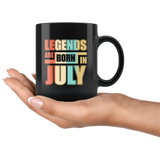 Legends are born in july vintage birthday gift black coffee mug