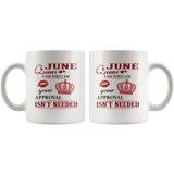 June Queen I Am Who I Am Your Approval Isn't Needed Born In June Plaid Birthday Gift White Coffee Mug