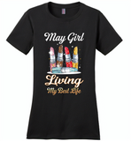 May girl living my best life lipstick birthday - Distric Made Ladies Perfect Weigh Tee