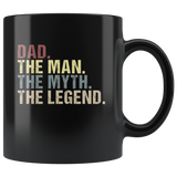 Dad the man the myth the legend vintage, father's day black gift coffee mug