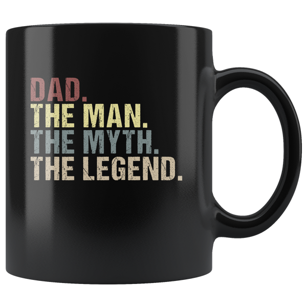 Dad the man the myth the legend vintage, father's day black gift coffee mug