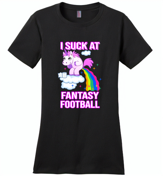Funny Unicorn I suck at fantasy football - Distric Made Ladies Perfect Weigh Tee