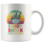 Vintage Retro Grandpa Shark doo doo doo white gift coffee mug