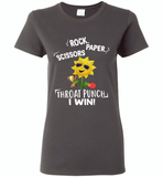 Rock Scissors Paper Throat Punch I Win, Sunflower Funny - Gildan Ladies Short Sleeve