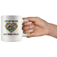 Autism mother and son best friend for life, mother's day white gift coffee mug