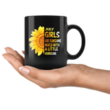 July girls are sunshine mixed with a little Hurricane sunflower gift, born in July black coffee mug