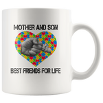 Autism mother and son best friend for life, mother's day white gift coffee mug