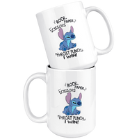 Lilo Rock Paper Scissors Throat Punch I Win Stitch White Coffee Mug