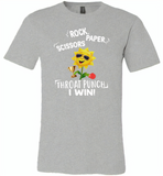 Rock Scissors Paper Throat Punch I Win, Sunflower Funny - Canvas Unisex USA Shirt