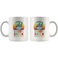 Vintage Retro Grandpa Shark doo doo doo white gift coffee mug