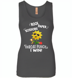 Rock Scissors Paper Throat Punch I Win, Sunflower Funny - Womens Jersey Tank