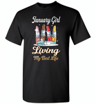 January girl living my best life lipstick birthday - Gildan Short Sleeve T-Shirt